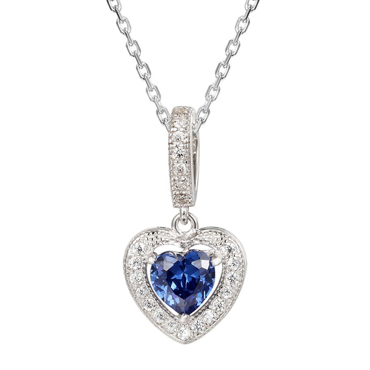 Radiant Blue Open Center Heart Pendant Necklace Gift Set