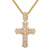 Baguette Religious Ribbon Holy Cross God Gold Tone Pendant