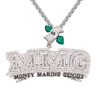 Money Making Genius Flying Bill Icy Custom Hip Hop Pendant