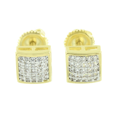 Square Dome Earrings 14K Yellow Gold Finish