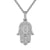 Sterling Silver Hamsa Hand Hip Hop White Tone Pendant