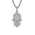 Sterling Silver Hamsa Hand Hip Hop White Tone Pendant