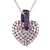 Sterling Silver Pink & Purple 3D Heart Pendant Chain Gift Set