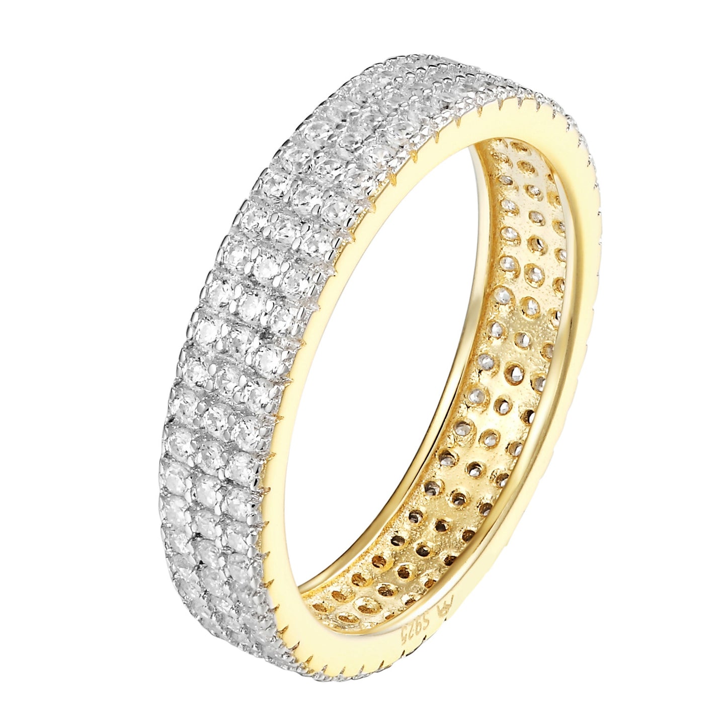 Womens Eternity Engagement Band 14k Gold Over Sterling Silver Cubic Zirconia New
