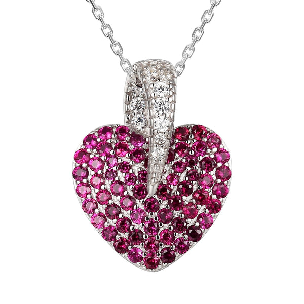 Designer Pink Lab diamonds 3D Heart Charm Silver Gift Set