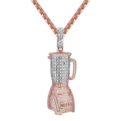 Juicer Machine Micro Pave Icy Hip Hop Rose Gold Tone Pendant