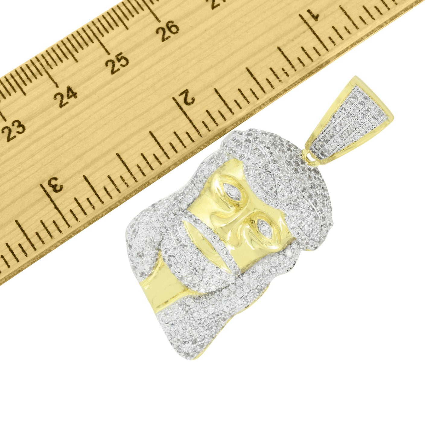 New Stainless Steel Moon Chain Jesus Pendant 14k Gold Finish Lab Created Diamond