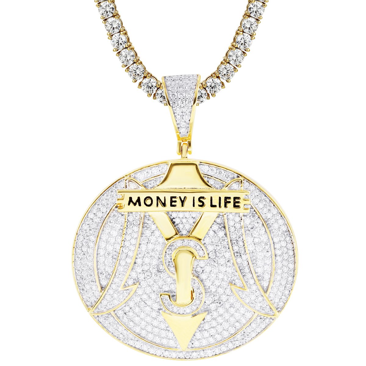 Round Money is Life Rich Car Logo Dollar Pendant Chain