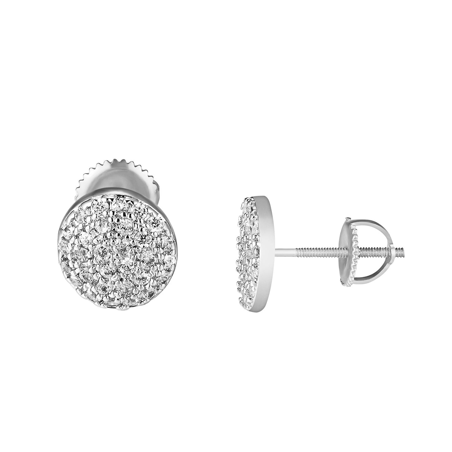 Cluster Set Round Shape Earrings Silver Tone Simulated Diamonds 7mm Studs Classy