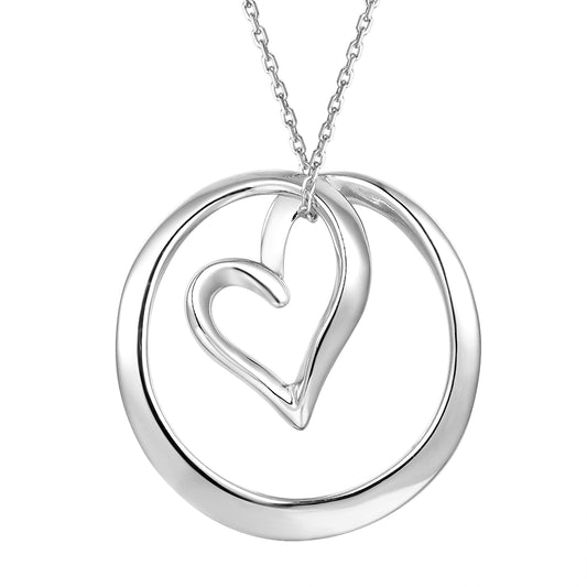 Open Heart Love Circle Sterling Silver Pendant Gift Set