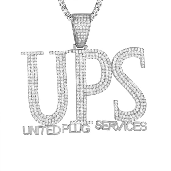 Sterling Silver UPS United Plug Services Hip Hop Icy Pendant