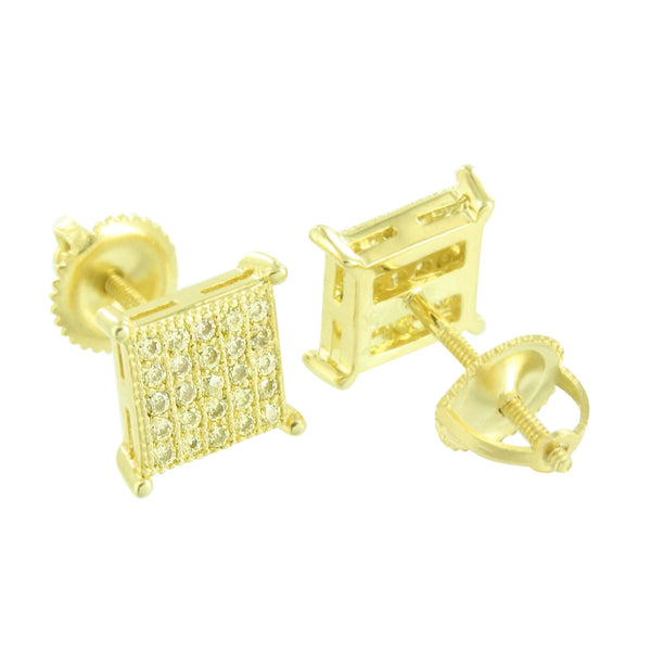 Canary Earrings Screw Back Micro Pave 7 MM Mens Womens