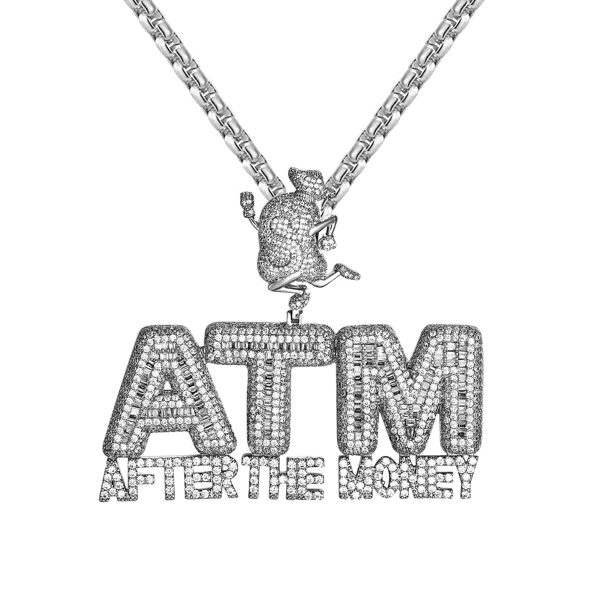 Sterling Silver After The Money ATM Money Dollar Bag Pendant
