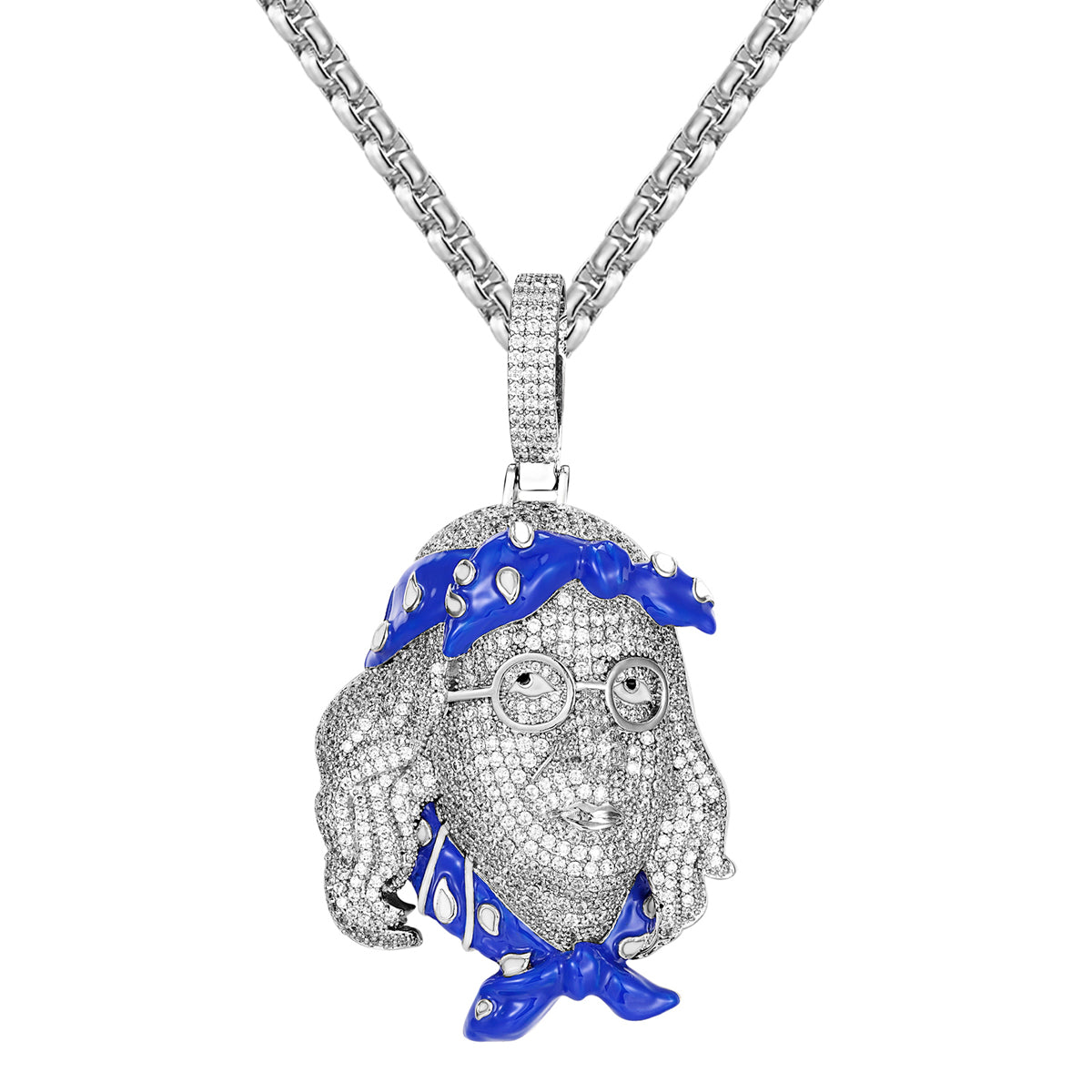 Sterling Silver Benjamin Face Micro Pave Icy Custom Pendant