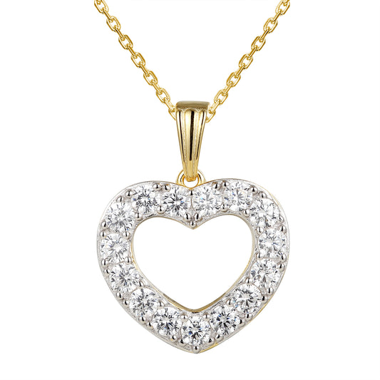 Solitaire Lab Diamonds 14k Gold Finish Love Heart Pendant Set