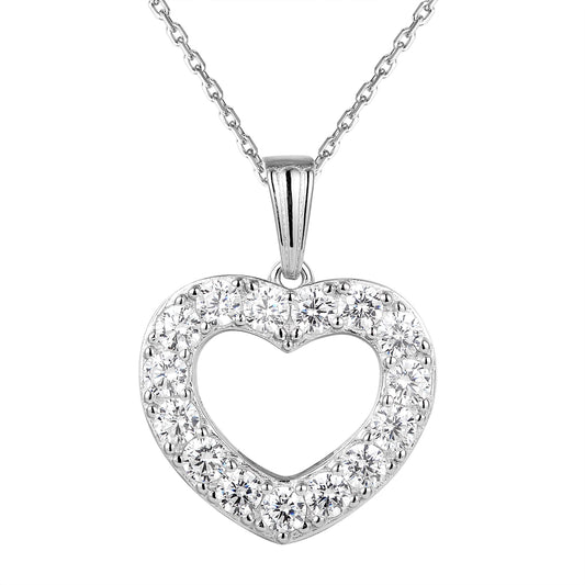 Sterling Silver Solitaire Lab Diamonds Love Heart Pendant Gift Set