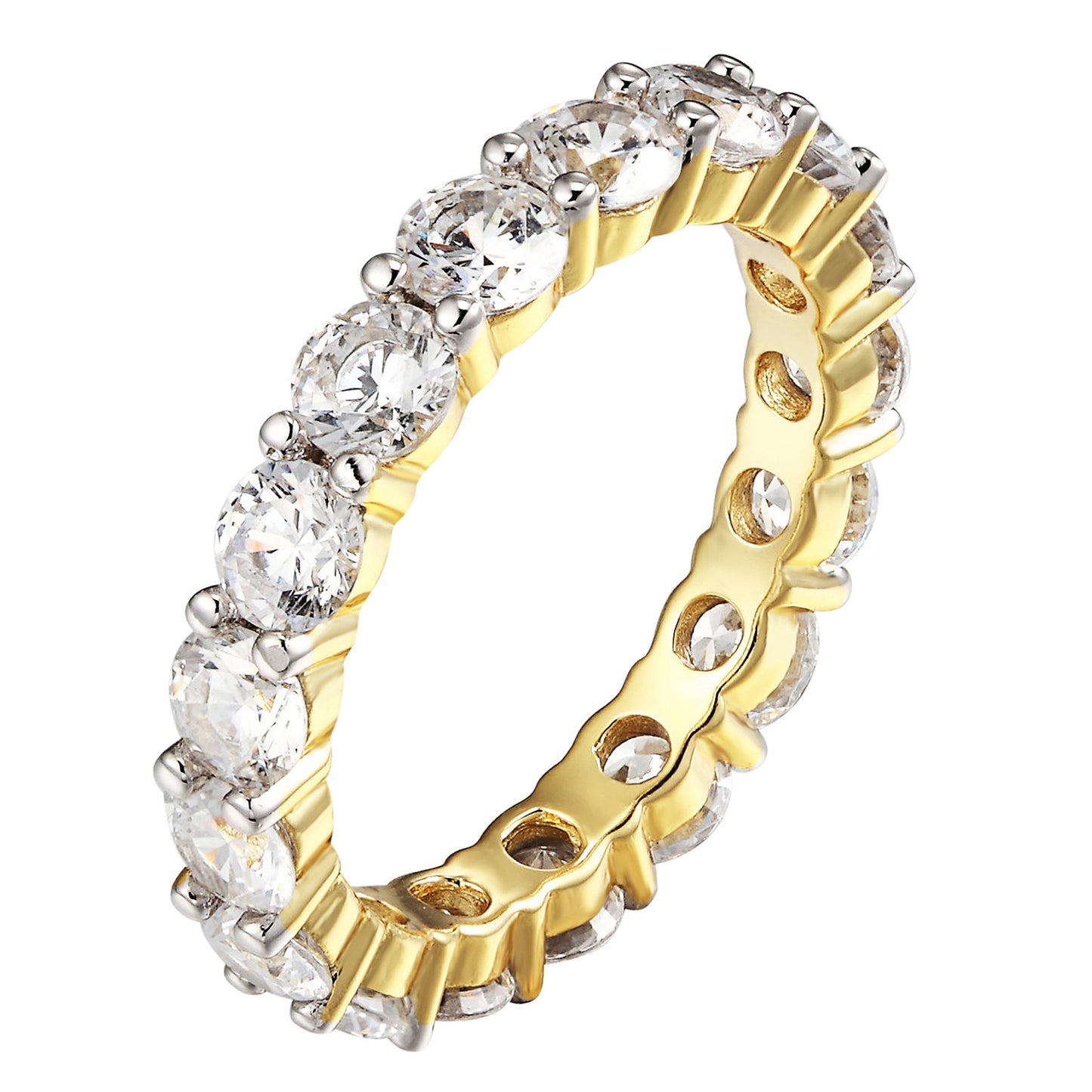 Solitaire Eternity Band Wedding Engagement 14k Gold On Sterling Silver Promise