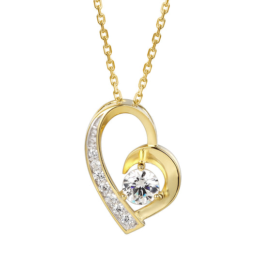 Elegant Heart Pendant with Center Stone Valentine's Gift Set