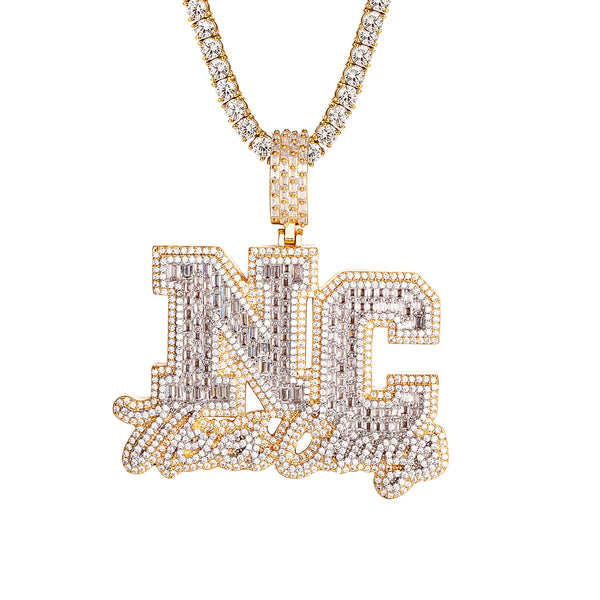 Sterling Silver Never Change Double Layer Icy Custom Pendant