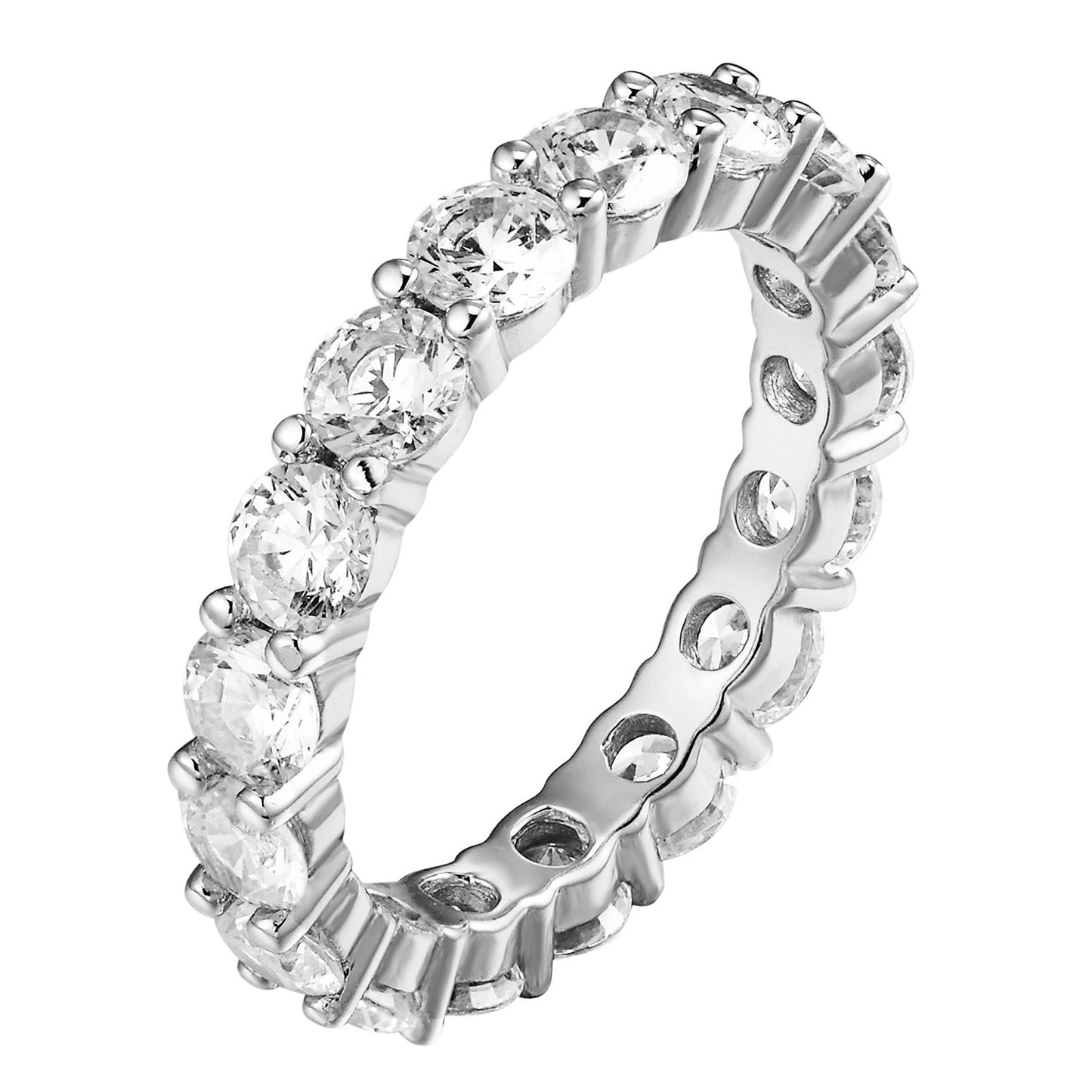 Sterling Silver Eternity Ring Wedding Band Solitaire Simulated Diamond Unique