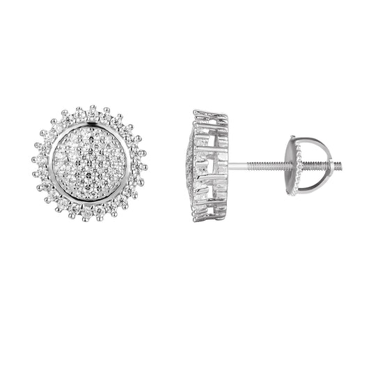 Solitaire Prong Set Silver Stud Earrings 