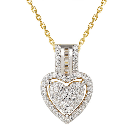 Designer Double Heart Solitaire Pendant Chain Valentine's Gift