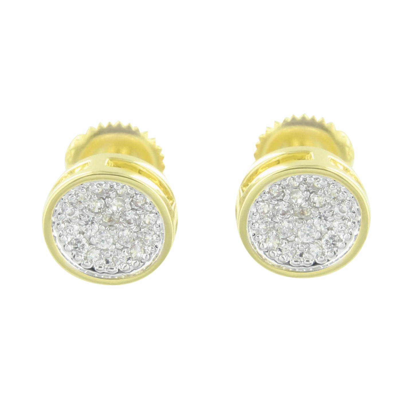 Gold Finish Earrings Round Stylish Simulated Diamonds Cluster Set