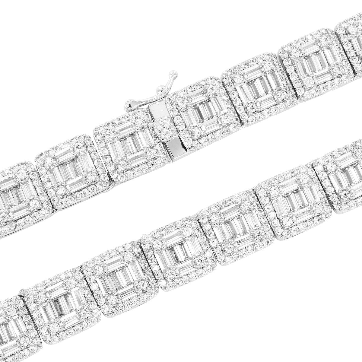 Baguette & Solitaire New Square Links  Tennis Chain