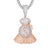 Sterling Silver Mens Money Dollar Bag Icy Hip Hop Pendant