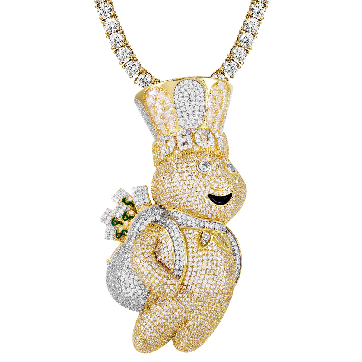 Icy Doughboy Chef Money Dollar Bag Micro Pave .925 Silver Pendant