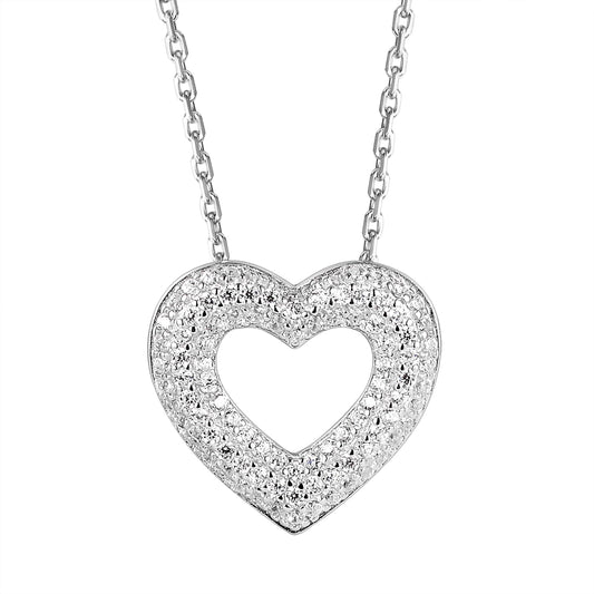 Open Heart Lab diamonds Silver Pendant Valentine's Gift Set