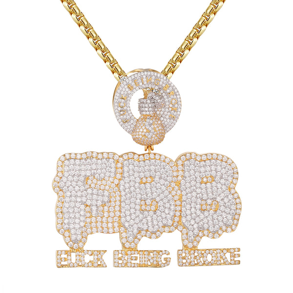Sterling Silver Being Broke Dollar Bag Icy Hip Hop Pendant