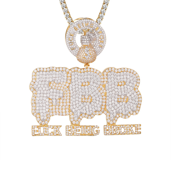 Sterling Silver Being Broke Dollar Bag Icy Hip Hop Pendant