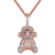 Rose Gold 38 Monkey Cartoon Icy Hip Hop Pendant Chain