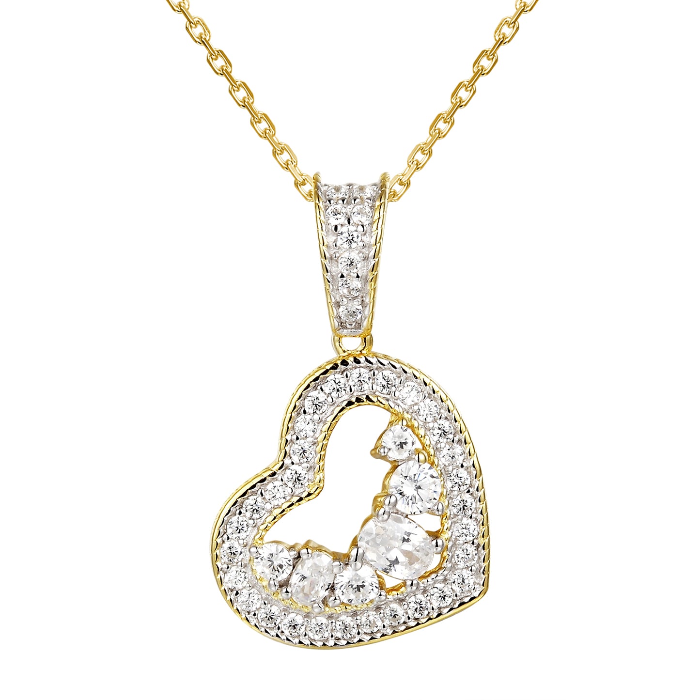 Solitaire Lab diamonds Double Heart Pendant Valentine's Gift