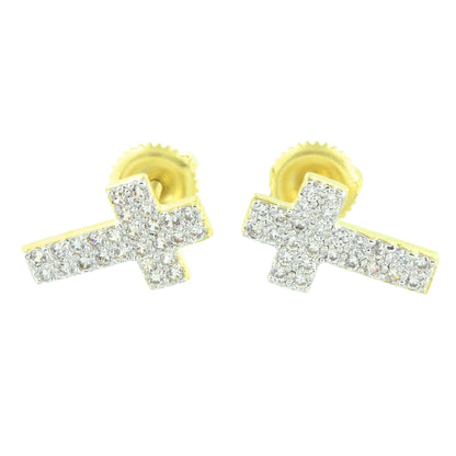 Jesus Cross Earrings Gold Finish Designer Custom 13 MM Sale