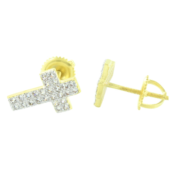 Jesus Cross Earrings Gold Finish Designer Custom 13 MM Sale