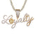 Loyalty Cursive Letter Love Heart Icy Sterling Silver Pendant Chain
