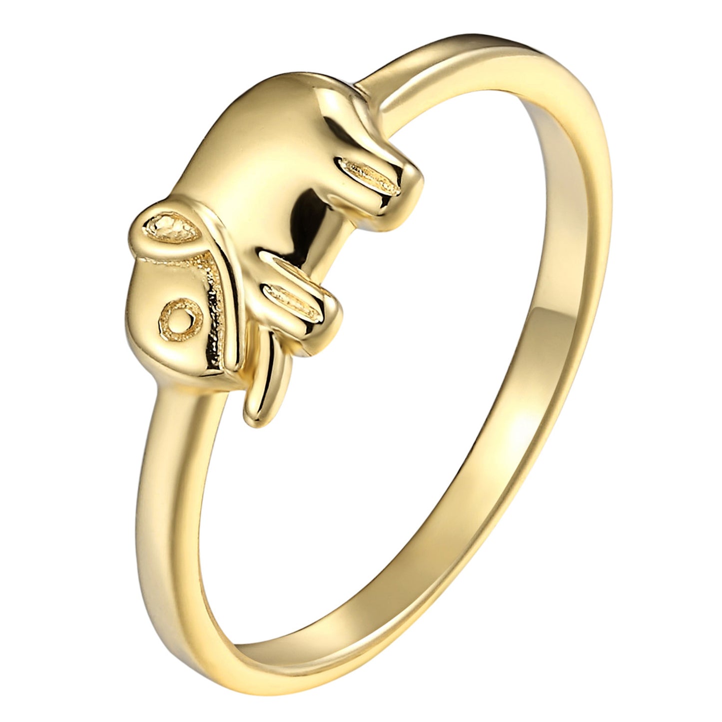 Womens 925 Sterling Silver Vintage Style Luck Elephant Design Ring 14k Gold Tone