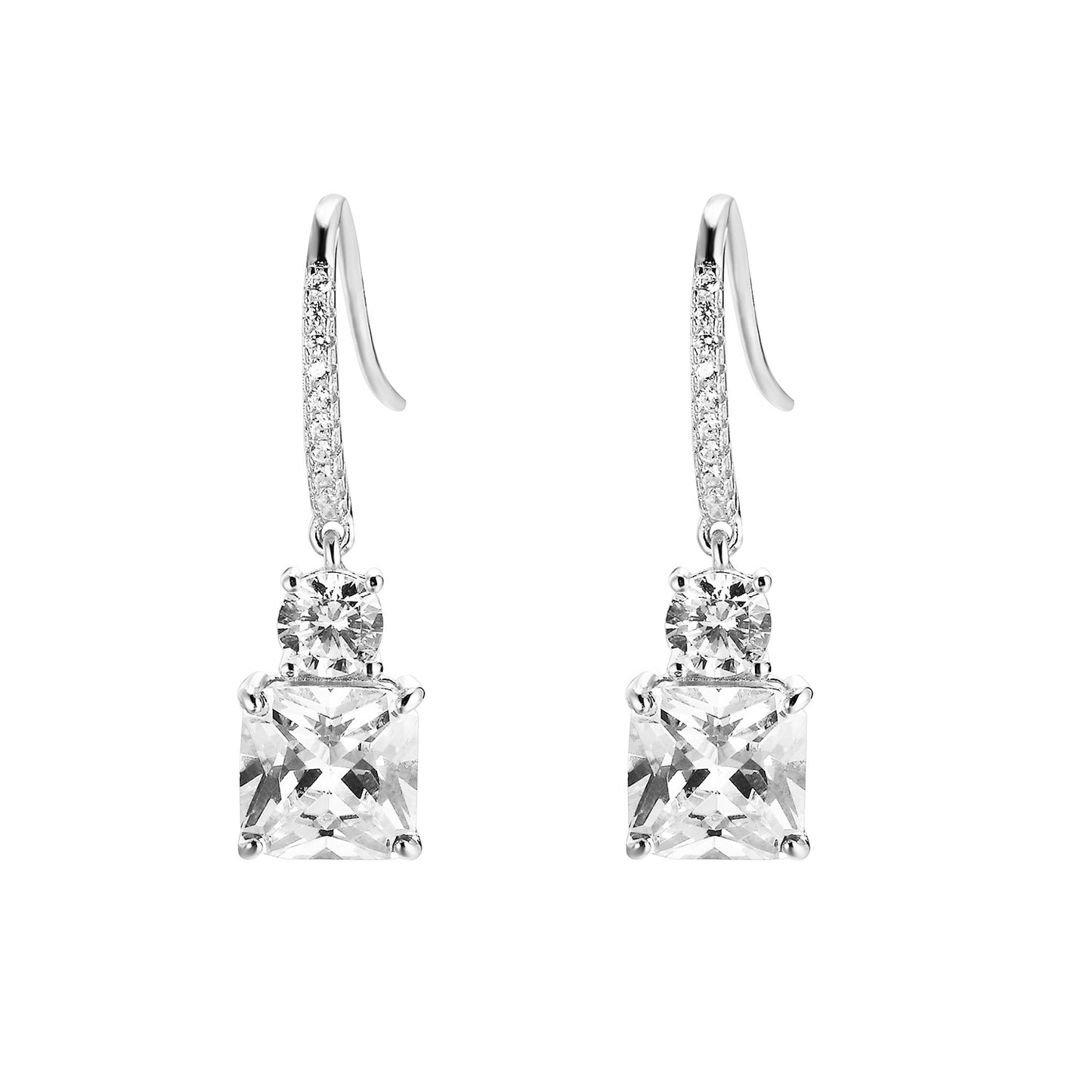 Sterling Silver out Elegant Solitaire Hanging Earrings