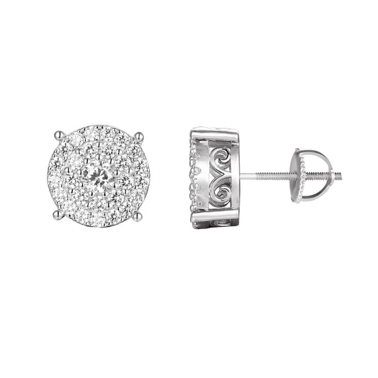 Sterling Silver Solitaire Bling Cluster Prong Stud Earrings