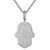 Sterling Silver Double Layer Hamsa Hand Icy Custom Pendant