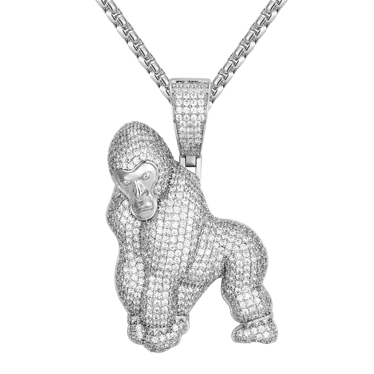 Mens Gorilla 3D Micro Pave Iced Out Custom Hip Hop Pendant