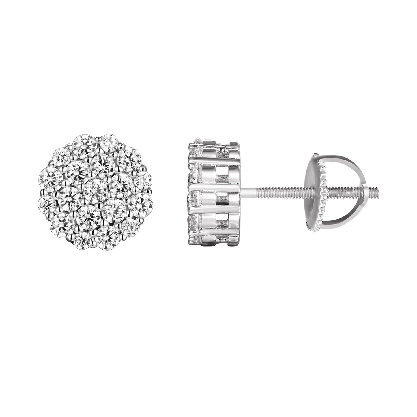 Sterling Silver Bling Prong Solitaire Screw Back Earrings