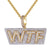 New WTF Slang Custom Two Tone Gold Finish  .925 Pendant