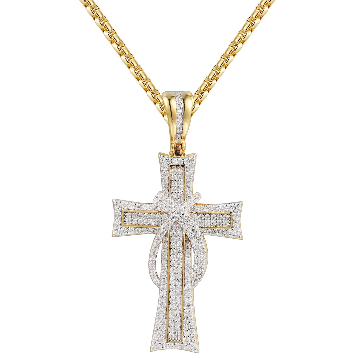 Silver out American Red Ribbon Cross Pendant Chain