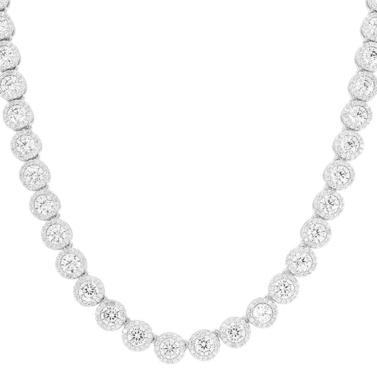 Men's Custom  Circle Solitaire One Row Tennis Necklace