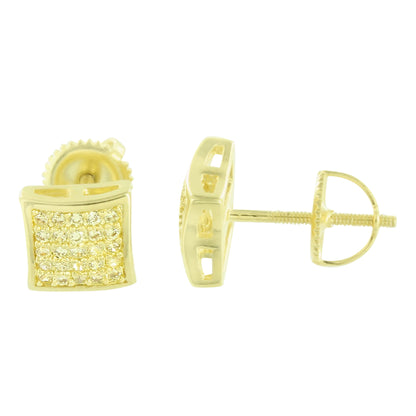 Yellow Earrings Screw Back 14k Yellow Gold Finish Micro Pave Classy