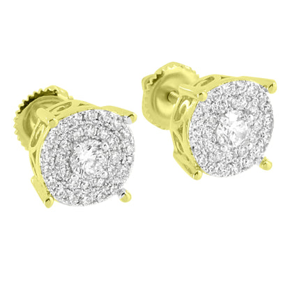 Solitaire Earrings Bling Simulated Diamonds 14k Yellow Gold Finish Studs Screw Back