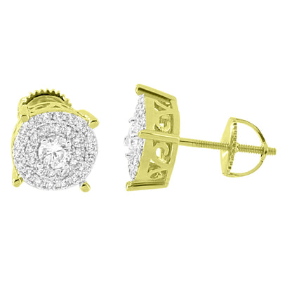 Solitaire Earrings Bling Simulated Diamonds 14k Yellow Gold Finish Studs Screw Back
